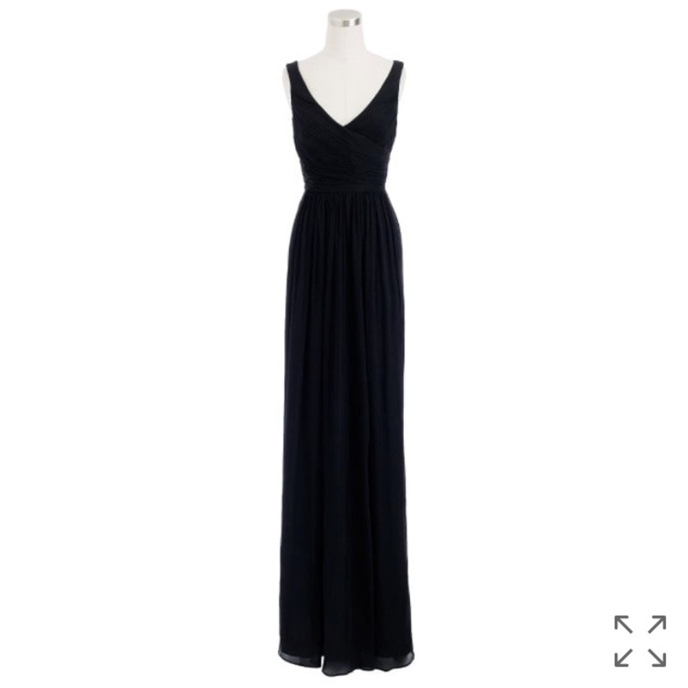 J. Crew Heidi Long Dress in Silk Chiffon Dark Cove